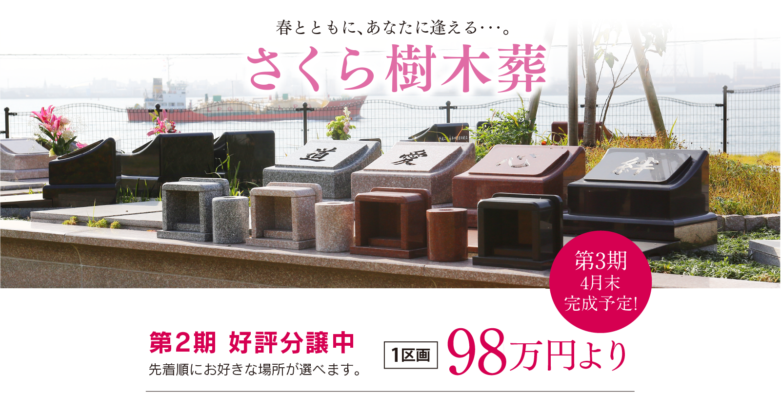 さくら樹木葬イメージ　第2期好評分譲中　1区画90万円より